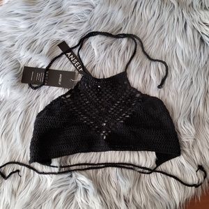 Black crochet bralette top